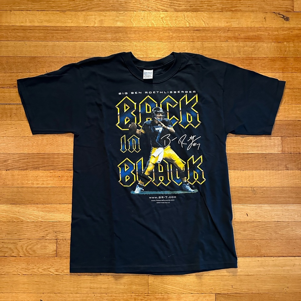Vintage 2005 Ben Roethlisberger BACK IN BLACK Short Sleeve T-Shirt Large